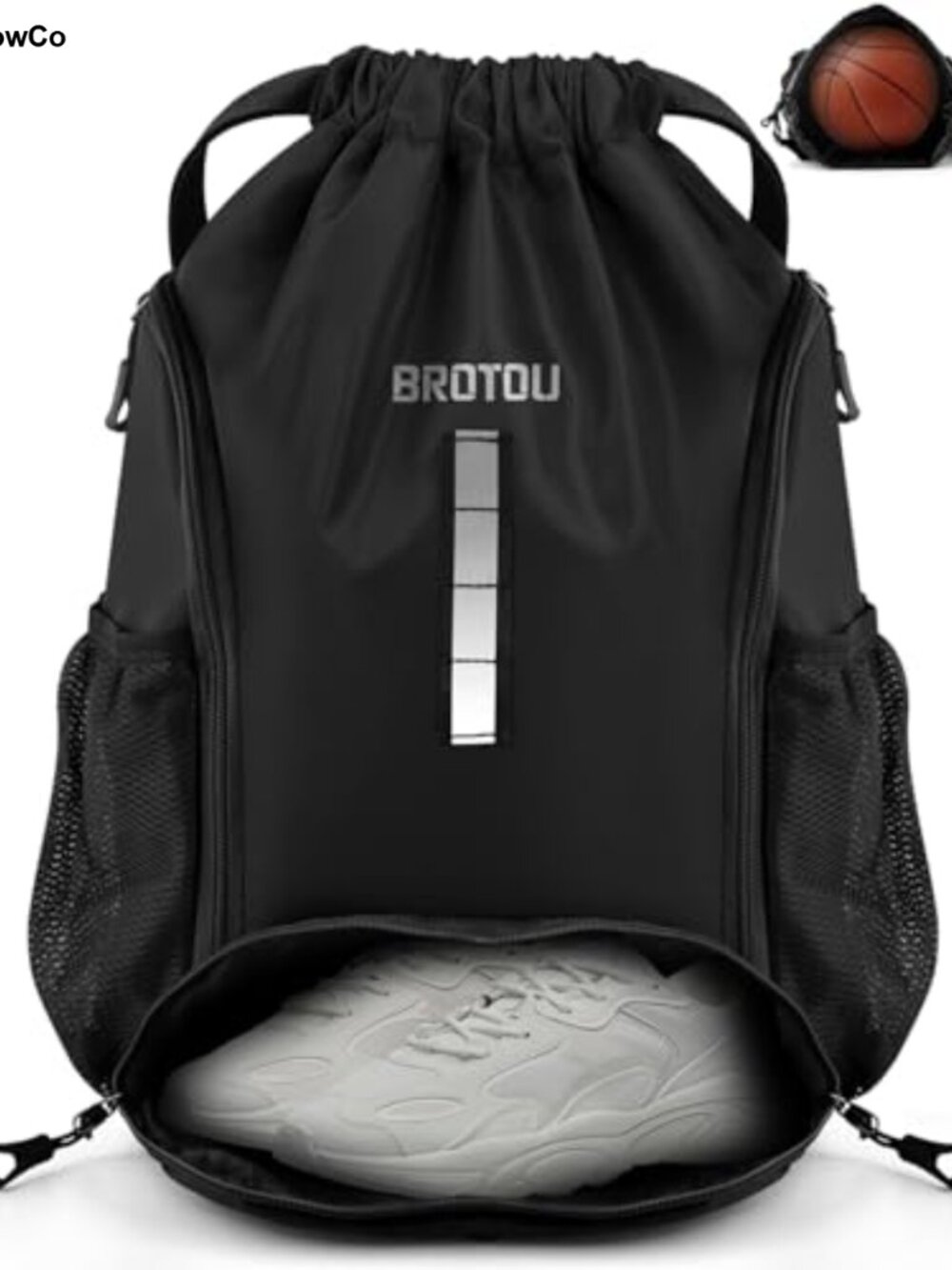 Drawstring Soccer Backpack with Ball & Shoe Compartment 30L Nylon